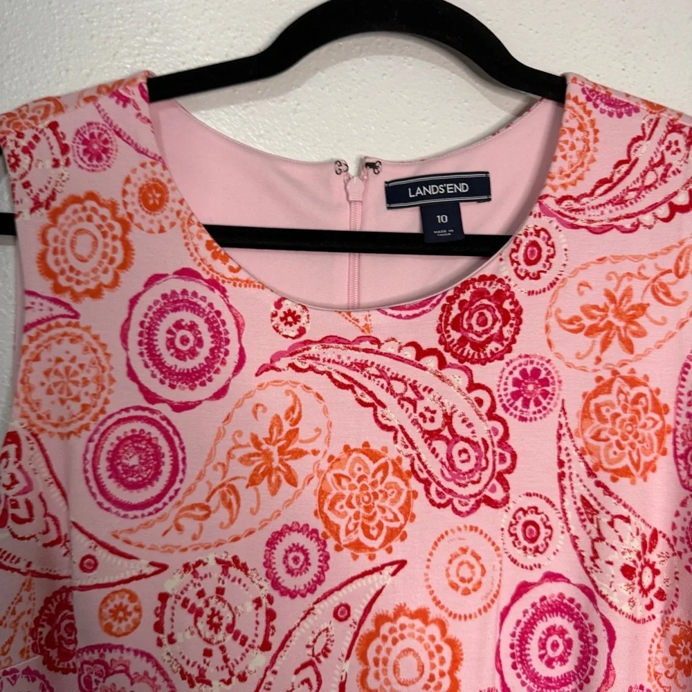 Lands’ End Pink Paisley Sleeveless Dress, Sz 10. - Picture 2 of 11